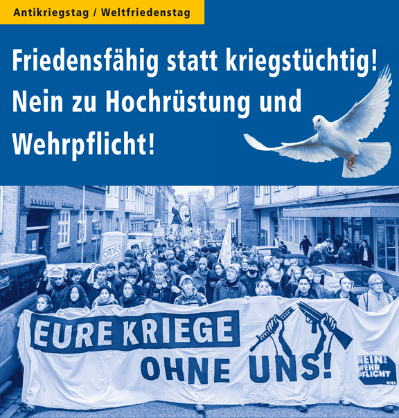 Deutschland wird kriegstüchtig gemacht. Die Planungen sehen vor, dass die Bundeswehr zur größten Armee Europas hochgerüstet werden soll. Friedensfähig statt kriegstüchtig! Nein zu Hochrüstung und Wehrpflicht!