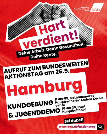 Auch in Hamburg findet am 26. September 2026 der bundesweite DGB-Aktionstag statt.